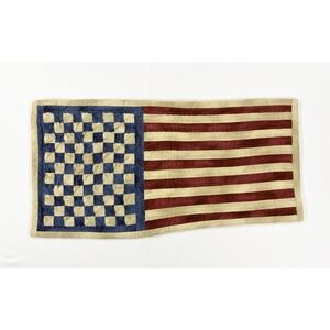 Vintage Patchwork Quilted American Flag Wall Hanging Primitive Americana 26.5"